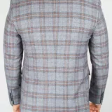 Костюм-тройка серого цвета с комбинированным клеточным пиджаком Каталог