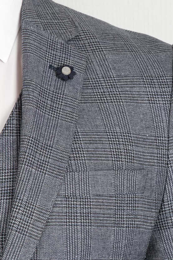 Костюм-тройка в клетку серого цвета Брючные мужские костюмы