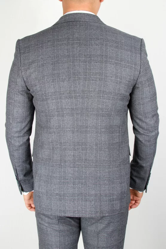 Костюм-тройка в клетку серого цвета Брючные мужские костюмы