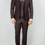 Костюм-тройка темно-бордового цвета в клетку Каталог