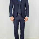 Костюм-тройка синего цвета приталенная модель Вечерние мужские костюмы