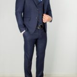 Костюм-тройка синего цвета приталенная модель Вечерние мужские костюмы