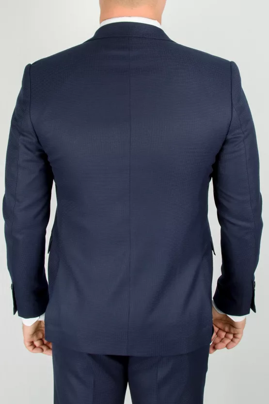 Костюм-тройка синего цвета приталенная модель Вечерние мужские костюмы