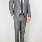 Костюм-тройка серого цвета с трикотажным синим жилетом Каталог