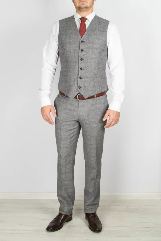 Серый костюм-тройка Вечерние мужские костюмы