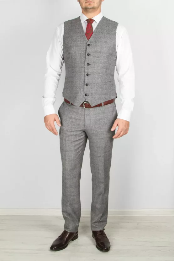 Серый костюм-тройка Вечерние мужские костюмы