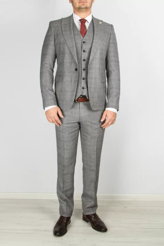 Серый костюм-тройка Вечерние мужские костюмы