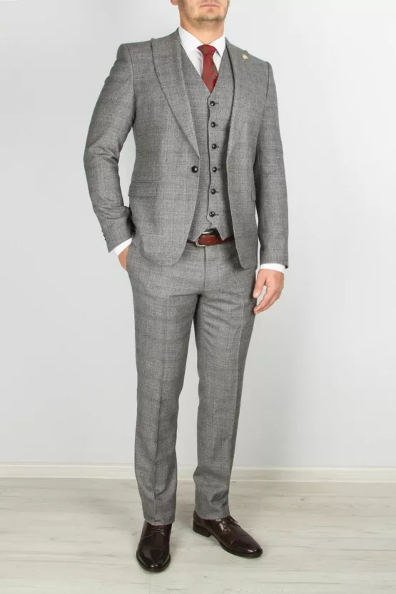 Серый костюм-тройка Вечерние мужские костюмы