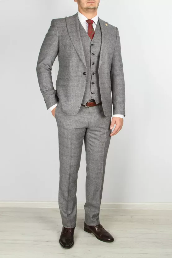 Серый костюм-тройка Вечерние мужские костюмы