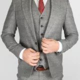Серый костюм-тройка Вечерние мужские костюмы