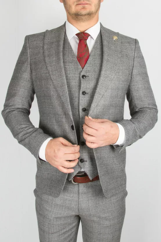 Серый костюм-тройка Вечерние мужские костюмы