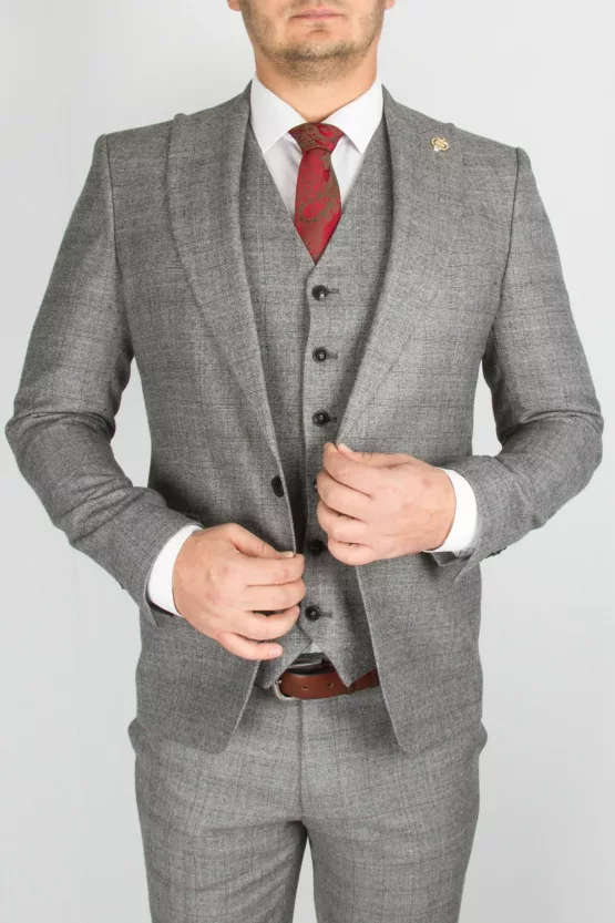 Серый костюм-тройка Вечерние мужские костюмы