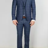 Костюм-тройка синего цвета в клетку Каталог