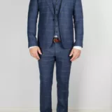 Костюм-тройка синего цвета в клетку Каталог