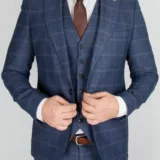 Костюм-тройка синего цвета в клетку Каталог
