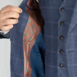 Костюм-тройка синего цвета в клетку Каталог