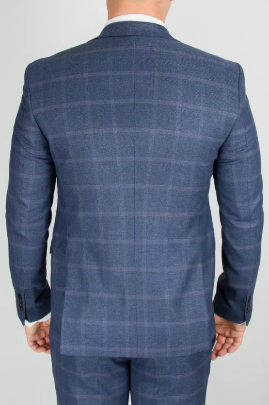 Костюм-тройка синего цвета в клетку Каталог