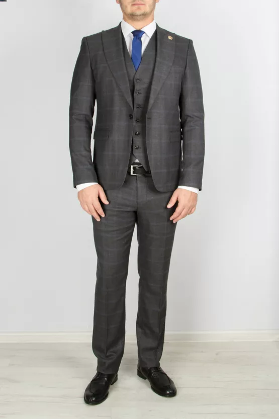 Костюм-тройка серый цвет в клетку Каталог