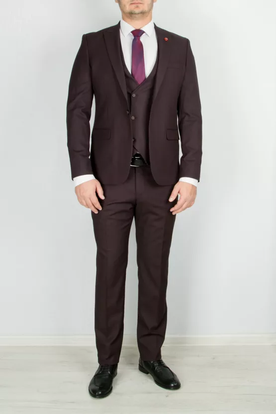 Костюм-тройка темно-бордового цвета Вечерние мужские костюмы