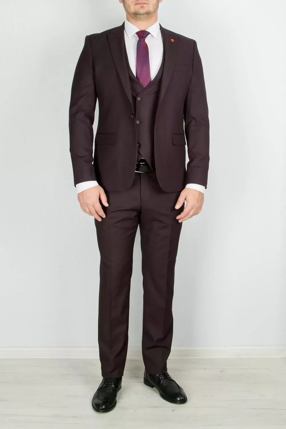 Костюм-тройка темно-бордового цвета Вечерние мужские костюмы