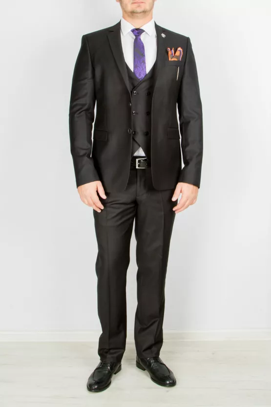 Костюм-тройка матово-черный Каталог