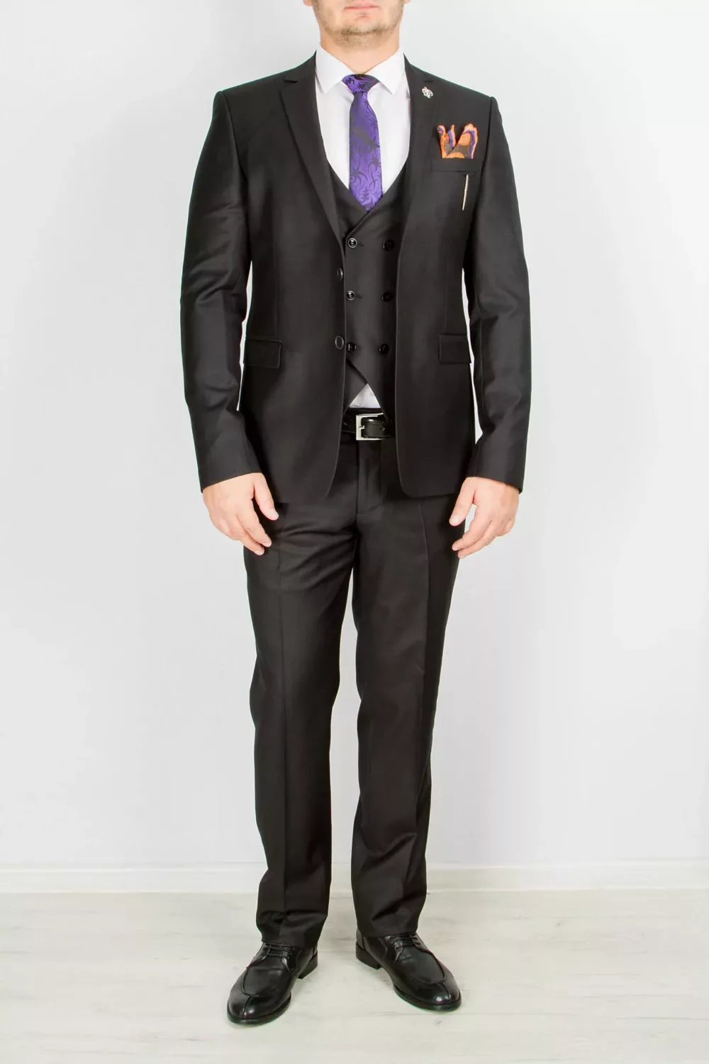 51 Костюм-тройка матово-черный Каталог