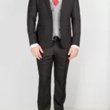 Костюм-тройка черного цвета с серым жилетом Каталог