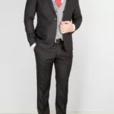 Костюм-тройка черного цвета с серым жилетом Каталог