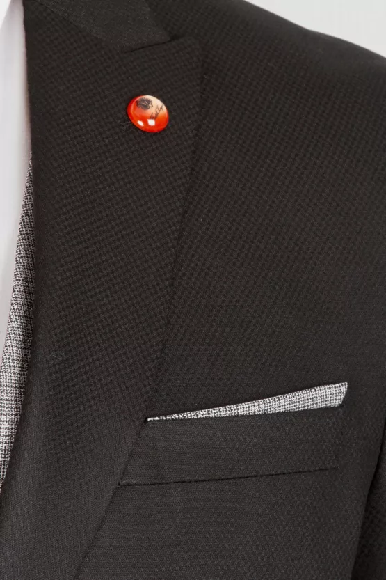 Костюм-тройка черного цвета с серым жилетом Каталог