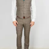 Клетчатый костюм-тройка песочного цвета Вечерние мужские костюмы