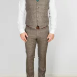 Клетчатый костюм-тройка песочного цвета Вечерние мужские костюмы