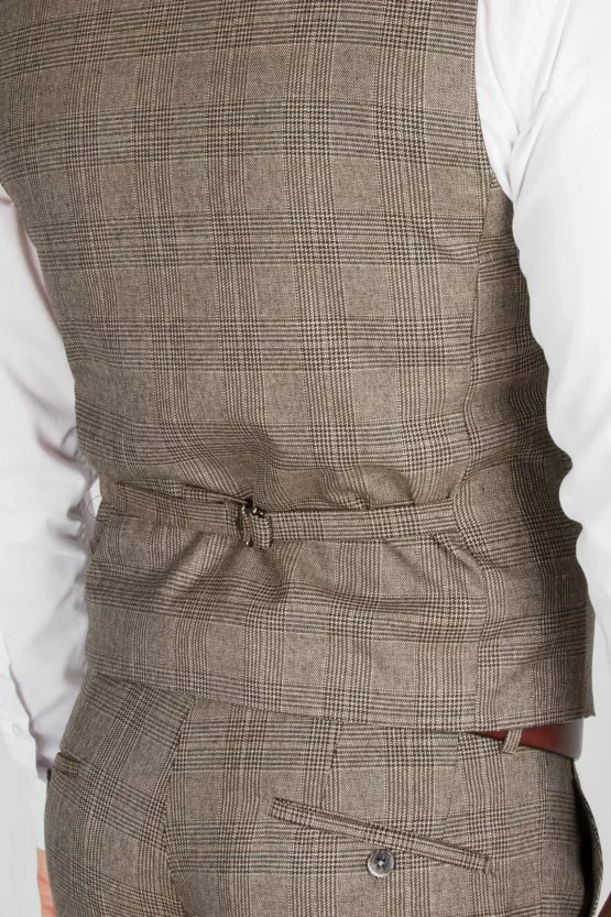 Клетчатый костюм-тройка песочного цвета Вечерние мужские костюмы