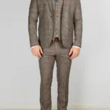 Клетчатый костюм-тройка песочного цвета Вечерние мужские костюмы