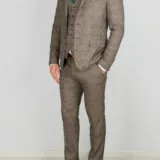 Клетчатый костюм-тройка песочного цвета Вечерние мужские костюмы