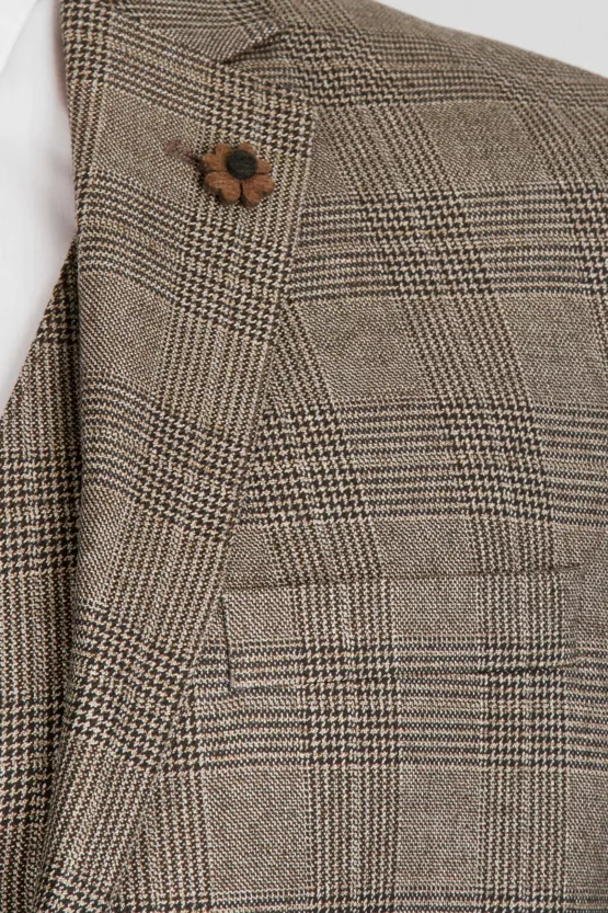 Клетчатый костюм-тройка песочного цвета Вечерние мужские костюмы