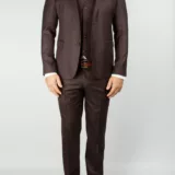 Костюм-тройка с фактурной тканью, бордового цвета Каталог