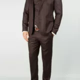 Костюм-тройка с фактурной тканью, бордового цвета Каталог