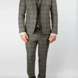 Костюм-тройка серого цвета в песочную клетку Каталог