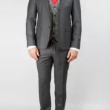 Костюм-тройка серого цвета из фактурной ткани Вечерние мужские костюмы