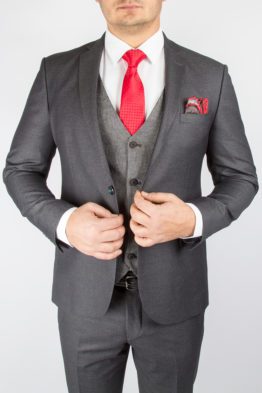 Костюм-тройка серого цвета из фактурной ткани Вечерние мужские костюмы