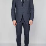 Костюм-двойка серого цвета в клетку Вечерние мужские костюмы