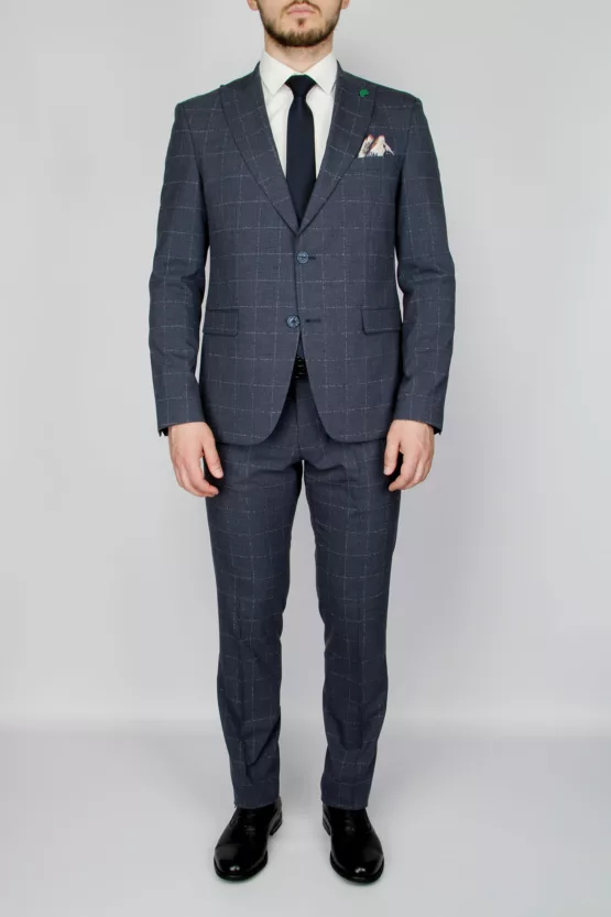 Костюм-двойка серого цвета в клетку Вечерние мужские костюмы