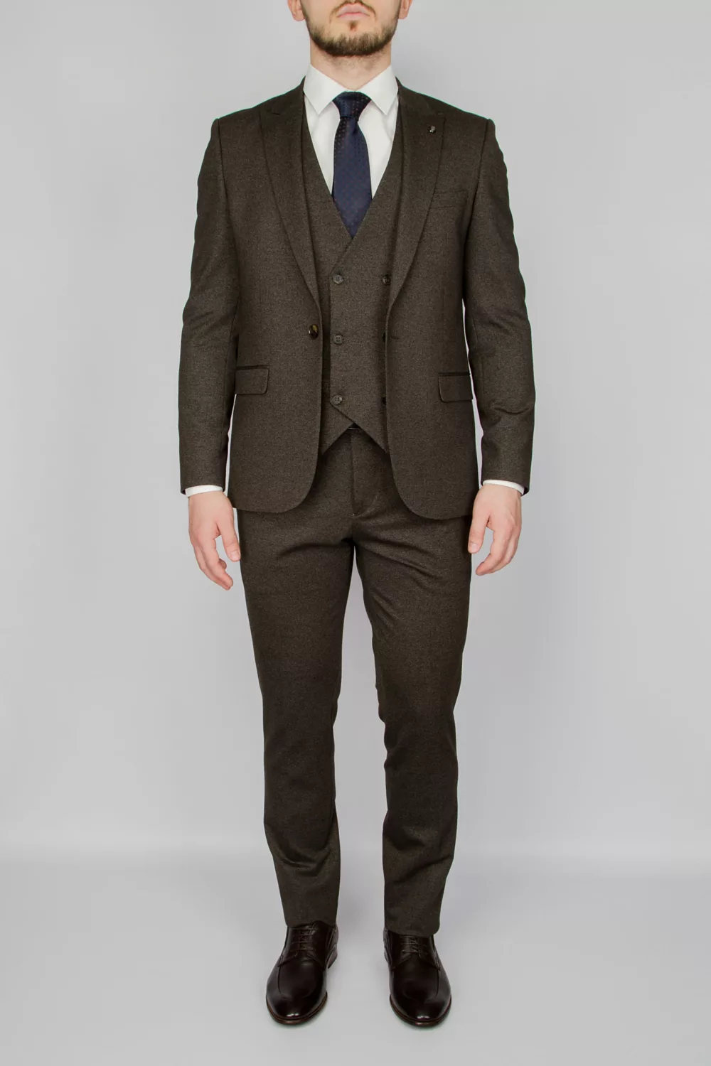 Шоколадный костюм-тройка Вечерние мужские костюмы