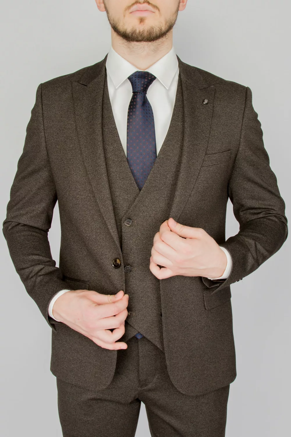 Шоколадный костюм-тройка Вечерние мужские костюмы