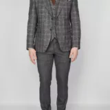 Костюм-тройка в клетку серый цвет Вечерние мужские костюмы