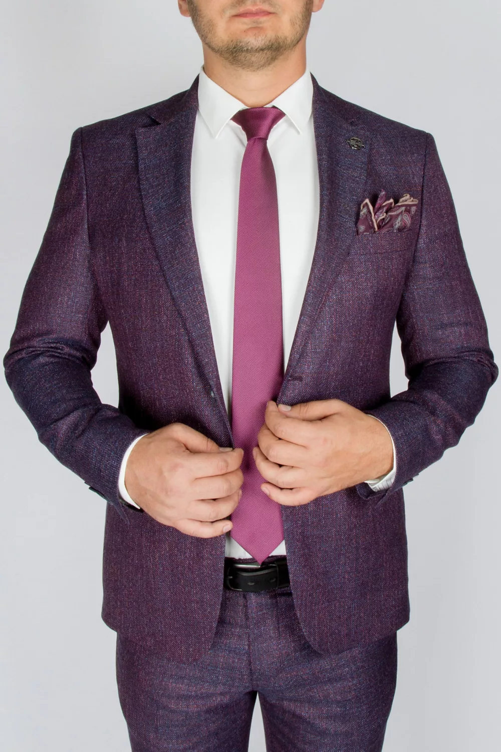 Костюм-двойка темно сиреневого цвета Вечерние мужские костюмы