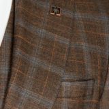 Костюм-тройка коричневого цвета в серую клетку Клубный костюм