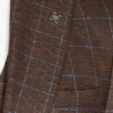 Костюм-тройка шоколадного цвета в голубую клетку Брючные мужские костюмы