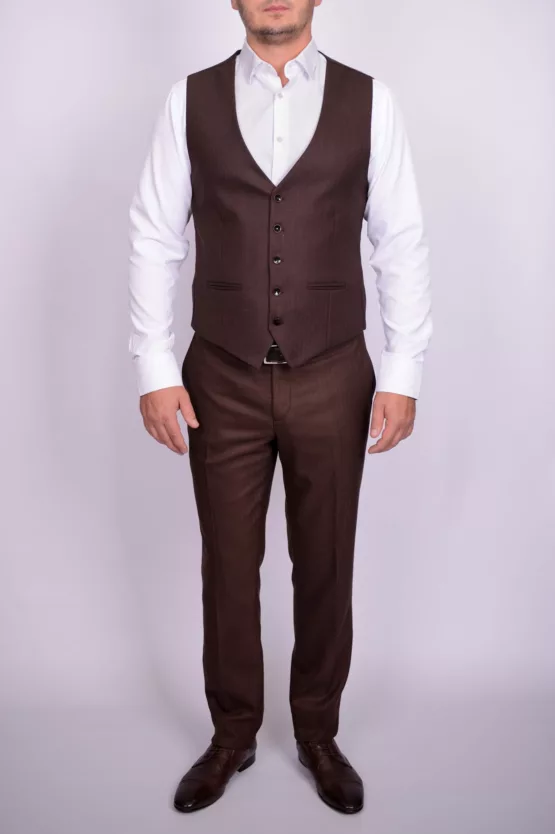 Твидовый костюм-тройка коричневого цвета Каталог