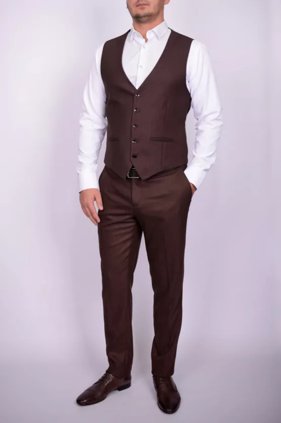 Твидовый костюм-тройка коричневого цвета Каталог